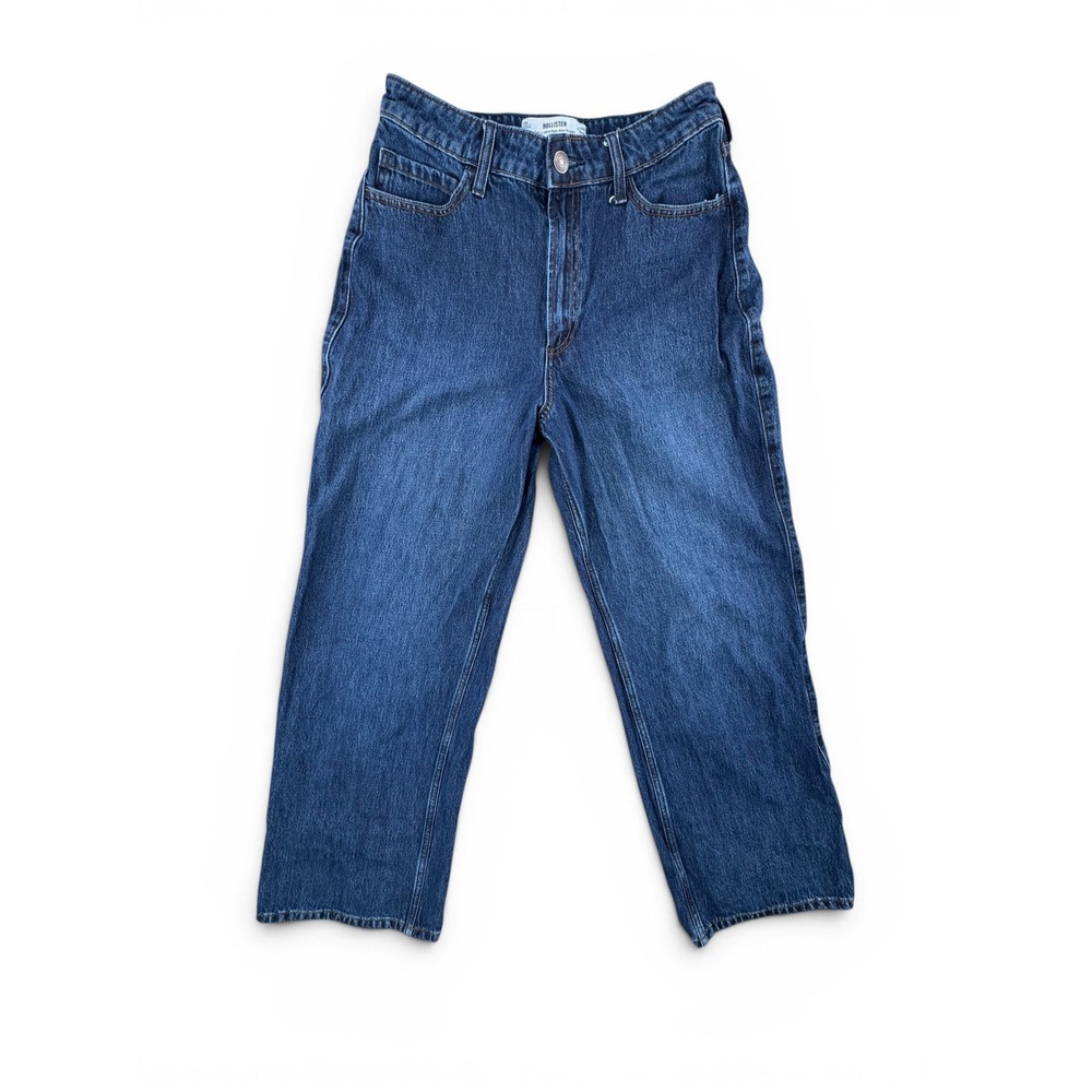 Hollister Curvy Ultra High-Rise Baggy Jeans Womens 10R W30 Dark Wash Blue Cotton